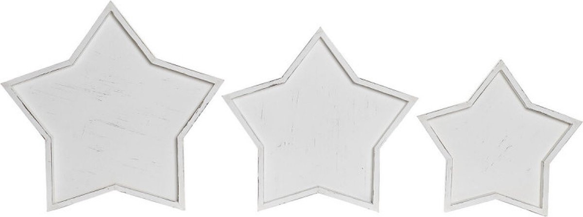 DKD Home Decor Decoratieve Houten Tafelstandaard - Wit, 3 Stuks