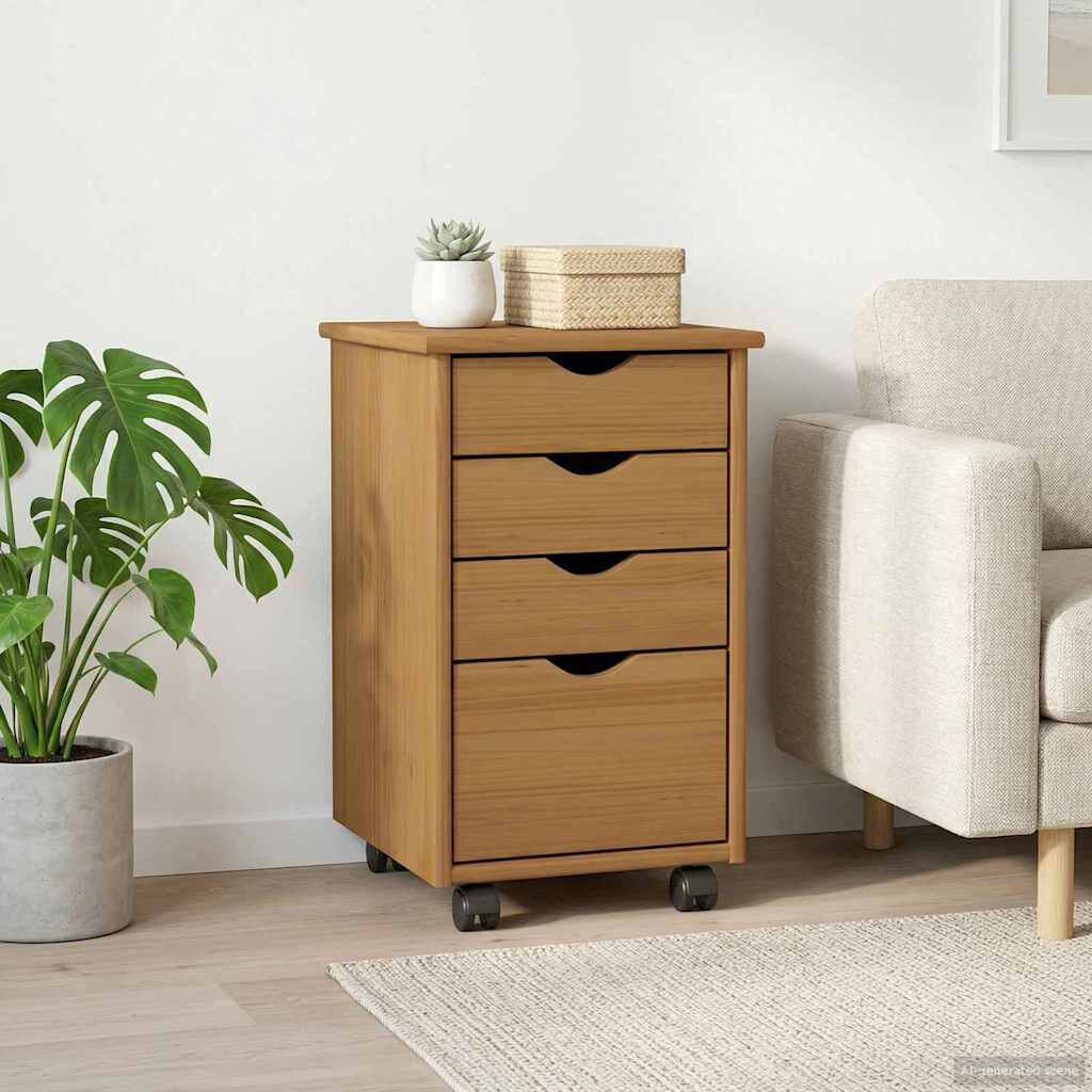 Brambly Cottage Solid Wood Standard Accent Chest Honey Brown 56cm H X 34cm W X 39cm D