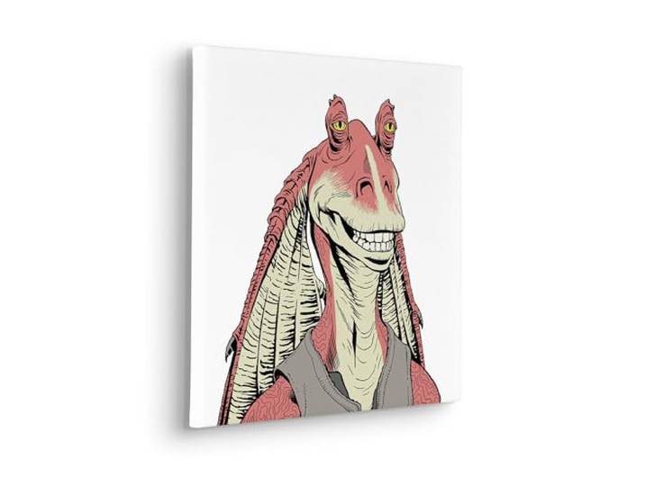 Komar Keilrahmenbild - Star Wars Jar Jar Binks - Größe: 40 x 40 cm - Kinderzimmer, Wanddekoration