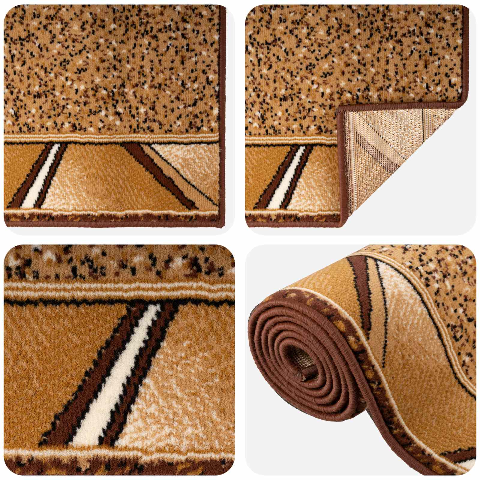 vidaXL Tapis Couloir FLORNES Tissé Ocre Zigzag 67 x 400 cm PP 7 mm