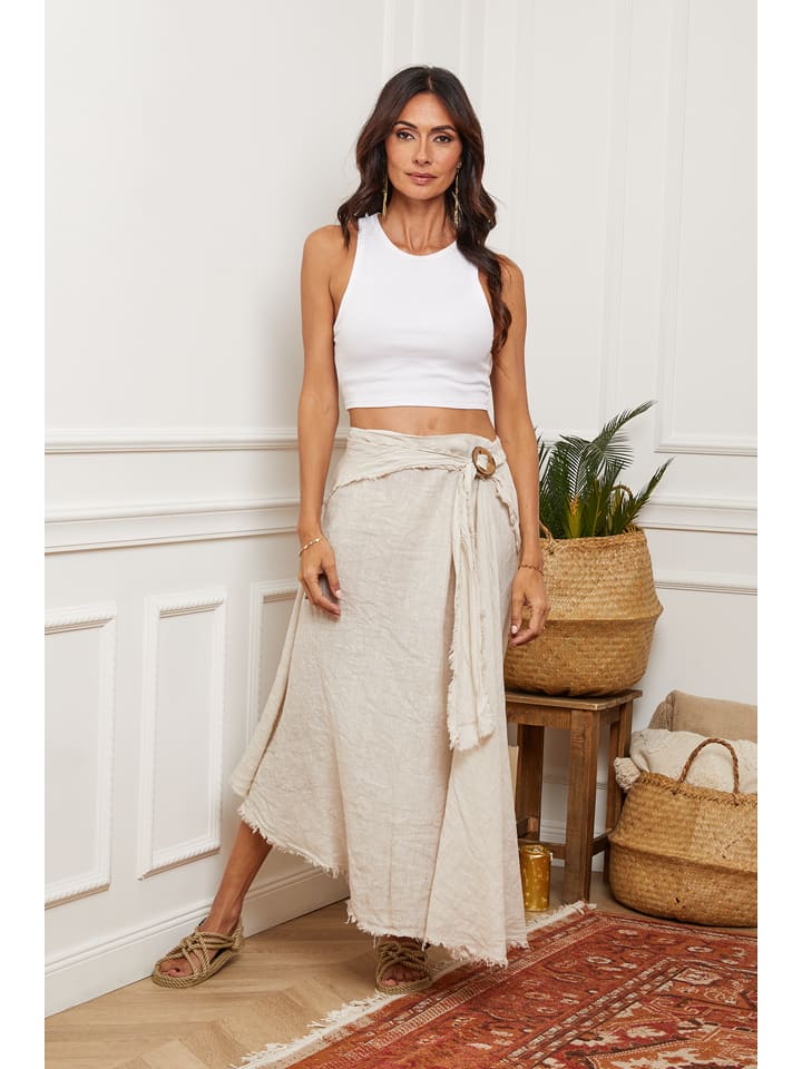 Fleur de Lin Leinen-Rock "Luberon" in Beige - XXL