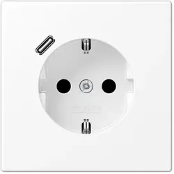 JungSCHUKO-Steckdose mit USB-Ladegerät Typ C (schneeweiß matt)