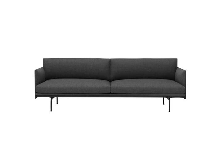 Muuto - Outline Sofa 3-Sitzer, dunkelgrau (Remix 163) / schwarz