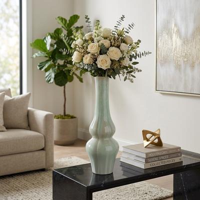 Sagebrook Home Stoneware Ceramic Vase Tall Sculptural Silhouette Glazed Finish Modern