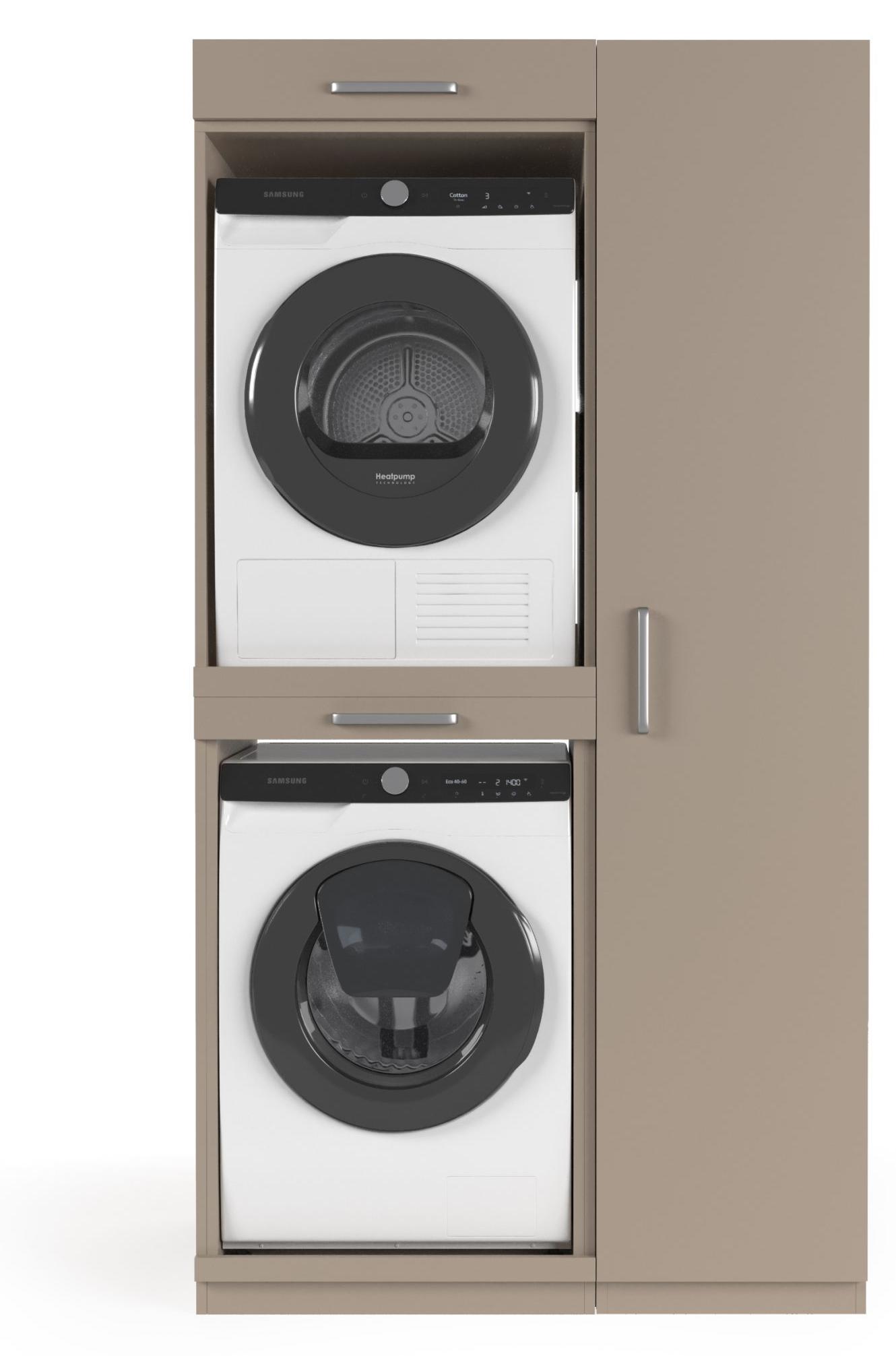 Wasophoogte Waschmaschinen schrank New York - waschmaschinen untergestell - waschmaschinen podest - 700(T)*1115(B)*2110(H) mm - Taupe