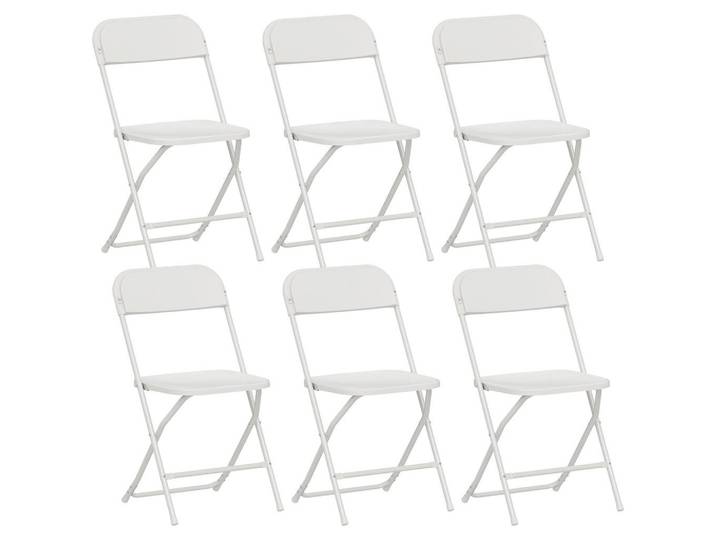 Homcom Klappstühle 6er Set Kunststoff Stahl Weiß, Metall, 45x79.5x49 cm, Esszimmer, Stuhl, Klappstühle