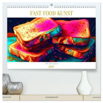 FAST FOOD KUNST (hochwertiger Premium Wandkalender 2027 DIN A2 quer), Kunstdruck in Hochglanz