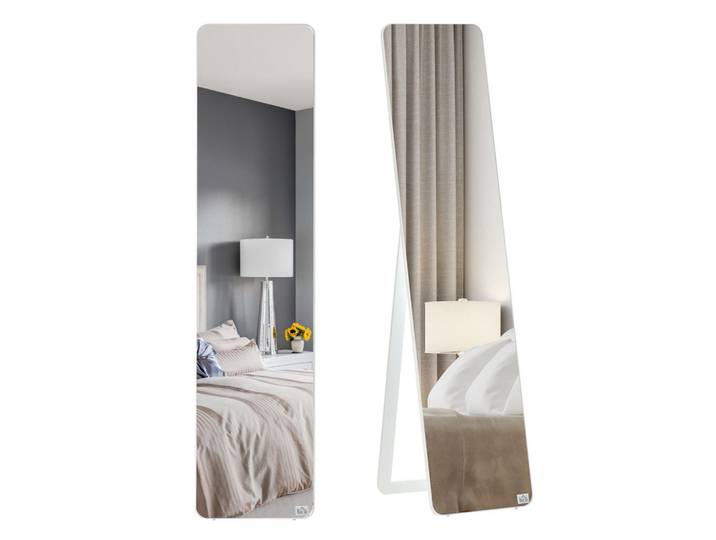 ComfortXL Standspiegel De-09777 Weiß, Glas, 37x156x43 cm, Spiegel, Standspiegel