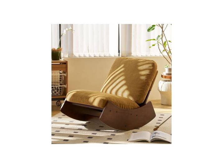Fauteuil à Bascule Orange – Tissu Côtelé – Bois Massif – 90x61 5x72 cm