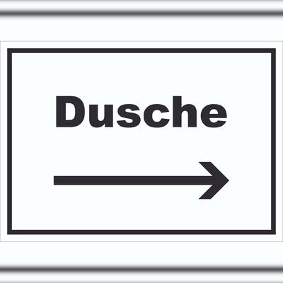 HB-Druck Dusche Schild mit Text und Richtungspfeil rechts waschen Hygiene waagerecht A1 (594x841mm)