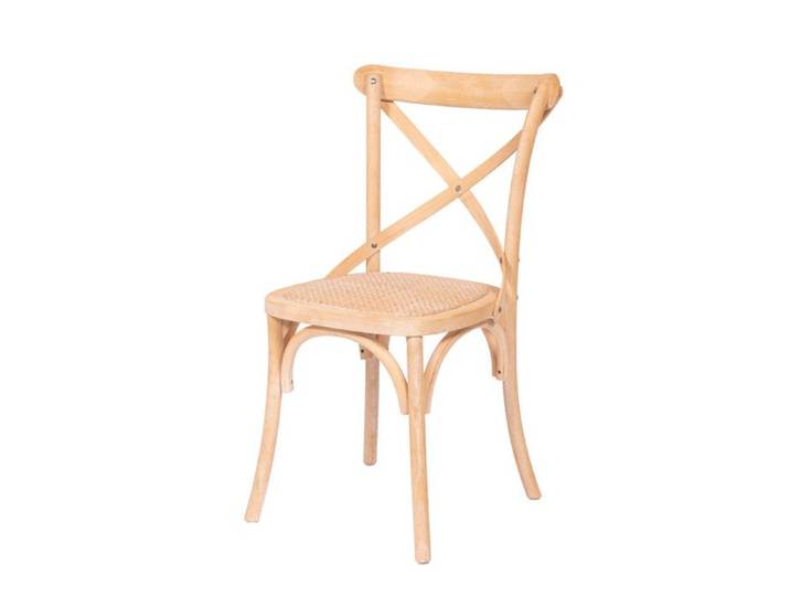 Chaise de salle à manger en orme et rotin Croisillon - Amadeus