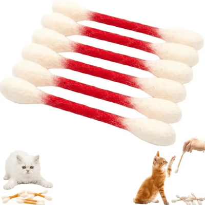 Inspire Curations CottonTail Catnip Swab Kicker Toy Set red