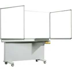 Whiteboard Klappschiebetafel aus Premium Stahlemaille, Serie ME, weiß