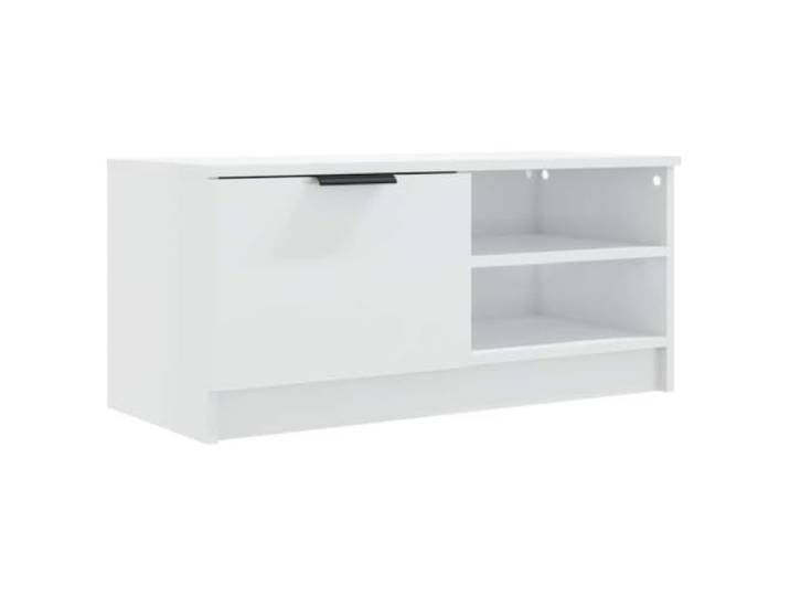 LKJephalotrope TV-Schrank Hochglanz-Weiß 80x35x36,5 cm TV-Lowboard Kompaktes Phonomöbel mit 3 Fächern und Schublade für Wohnzimmer oder Schlafzimmer. Pflegeleichter Holzwerkstoff.