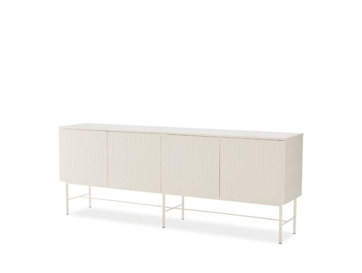 Buffet de 200 cm, couleur blanche, design cannelé