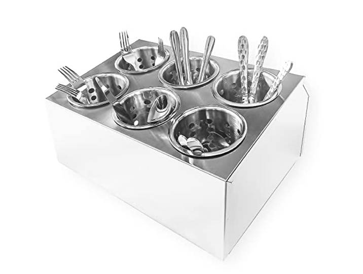 overstockedkitchen Handelsüblicher Utensilienhalter aus Edelstahl mit 6 Löchern