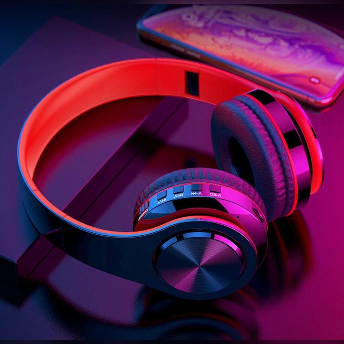 INF Kabellose Over-Ear Smart-Kopfhörer mit Tiefbass, 400mAh Batterie, ~200h Standby, Passive Geräuschunterdrückung, 15m Blau