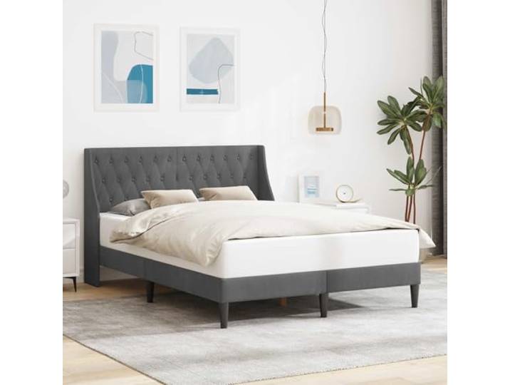 YNGBHFNOP Samtbezug Modernes Design Bettrahmen 120x200 cm Grau Bettrahmen mit Kopfteil Dunkelgrau 120x200 cm Samt Polsterbett mit Lattenrost Modernes Design