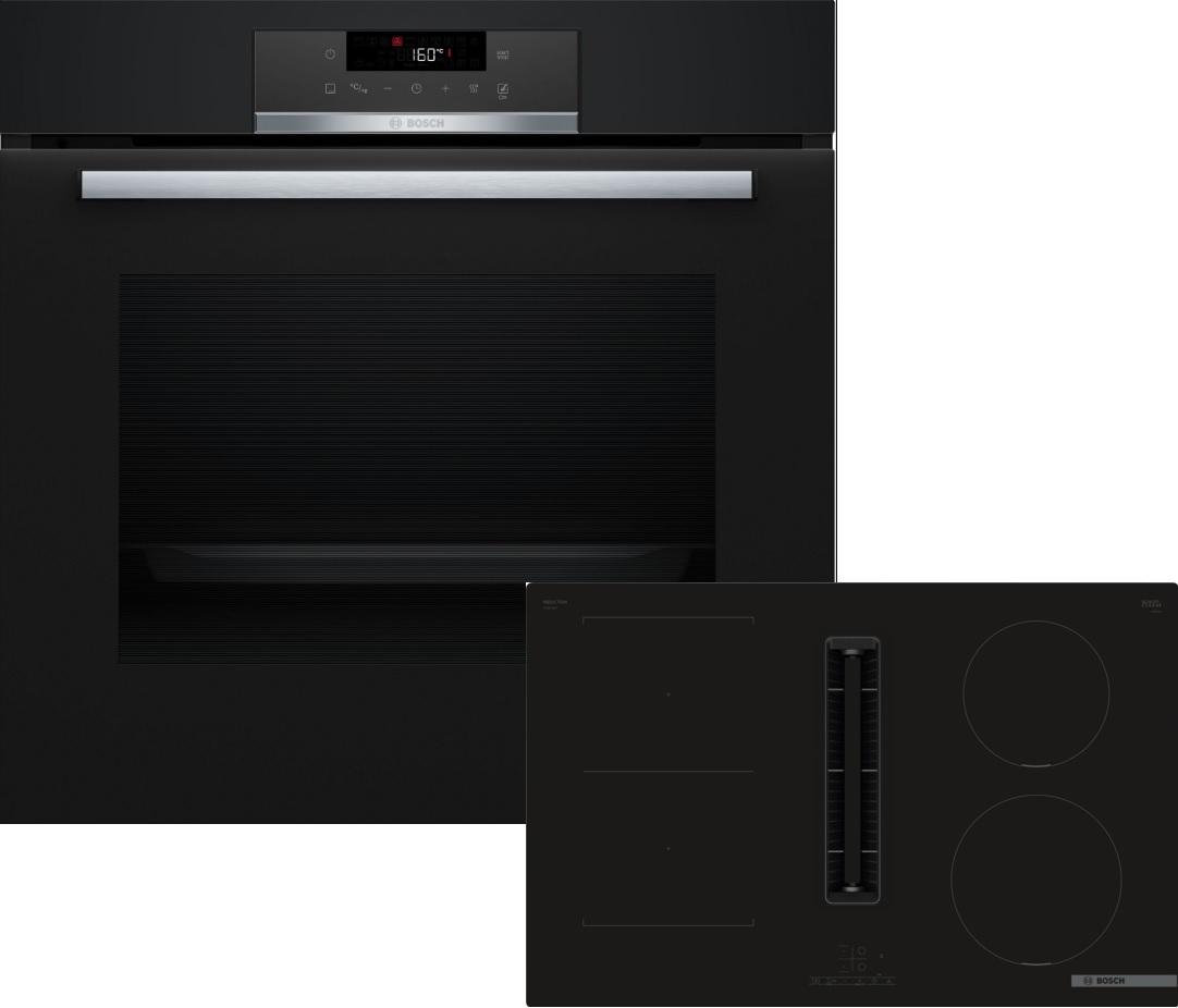 Bosch HBD271FB87 (HBA171BB3+PVS811B16E), Zonen-Induktionskochfeld, 4 Zone(n), Schwarz, Berührung, 80,2 cm, 52,2 cm