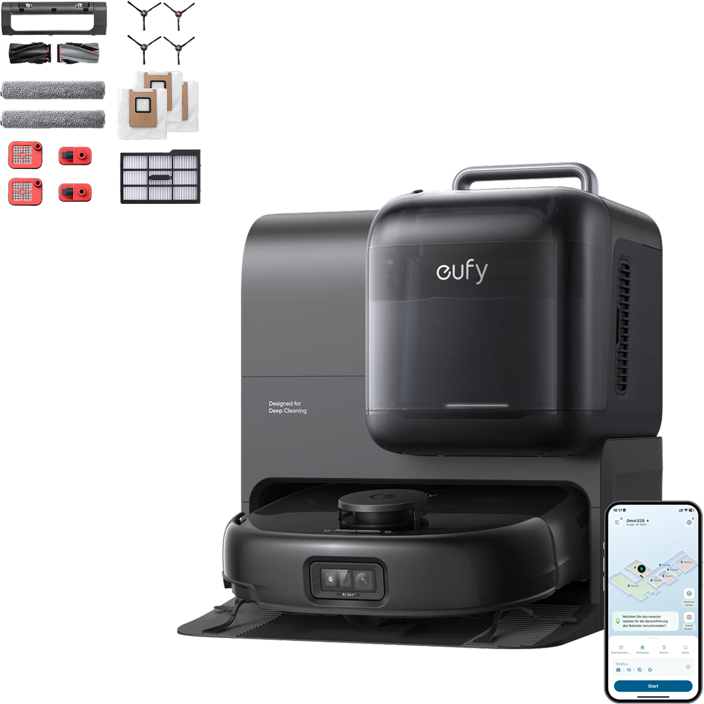 eufy Robot aspirateur Omni E28 + Kit de pièces de rechange pour robot aspirateur