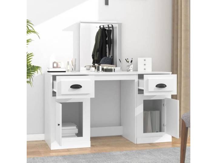 Lisa-Boutique Coiffeuse avec miroir blanc 130x50x132 5 cm 84399