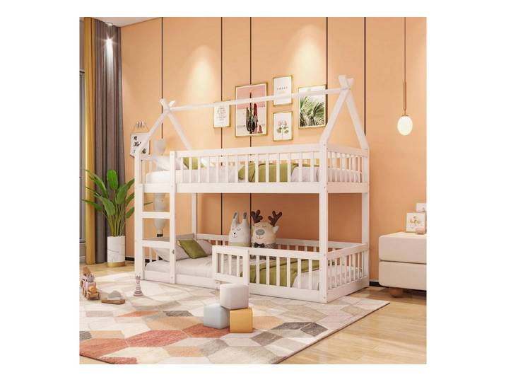 LuxusKollektion Kinderbett Etagenbett 90x200 Weiß
