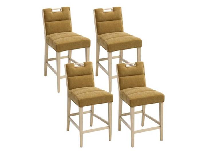 chairus Tabouret Bar Lot de 4 Tabouret de Bar en Bois Chaise Haute de Bar Tabouret de Comptoir pour Cuisine Chenille Jaune