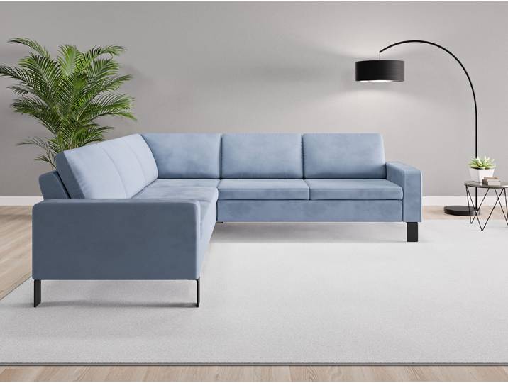 Ecksofa Rio Nr. 2 - Blau (Jeansblau) - Vintage Velours