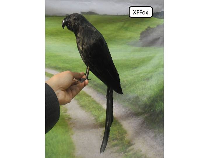 Grand modèle d'oiseau artificiel en plumes noires de 42 cm, artisanat, accessoire, décoration de jardin, cadeau