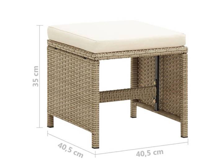 Mode Tabourets de jardin CHEZ YIYI Set de 4 Fauteuil de relaxation élégant Avec Coussins Résine tressée Beige 40 5x40 5x7092