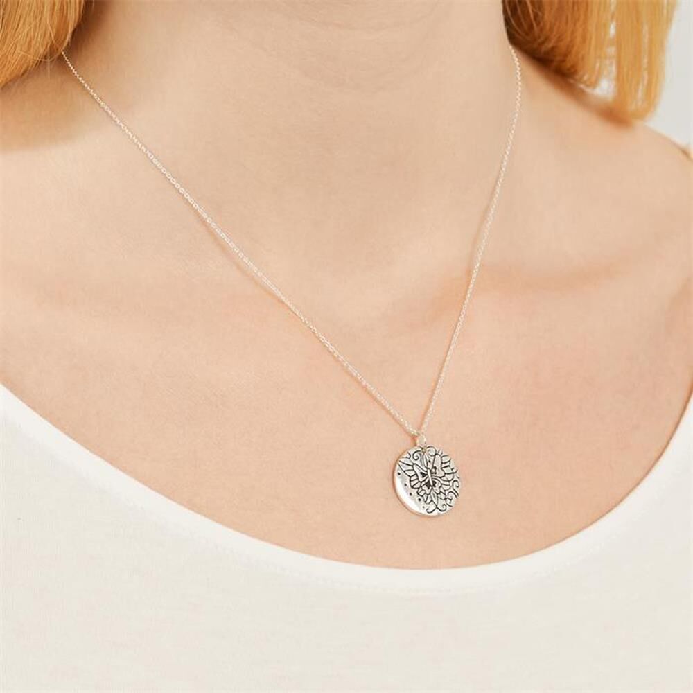 Unique Silberkette 925 mit runden Anhänger und Muster silber