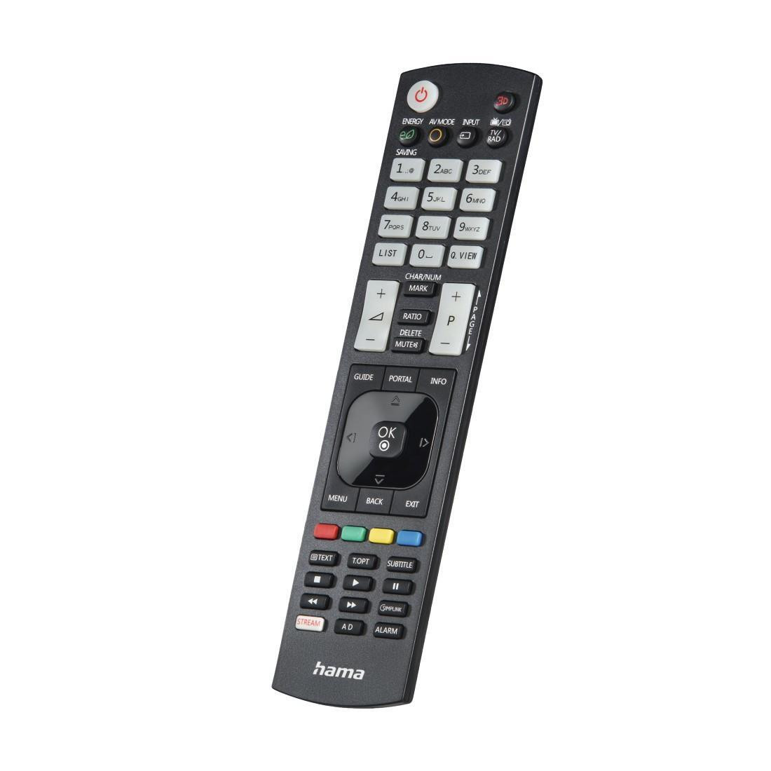 Hama universele afstandsbediening 221061 voor LG-televisies met verlichte knoppen, zwart