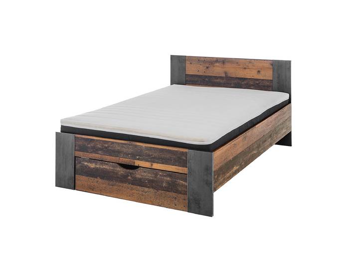 Jugendbett 140 x 200 cm Old Wood mit Bettkasten - MARTIN