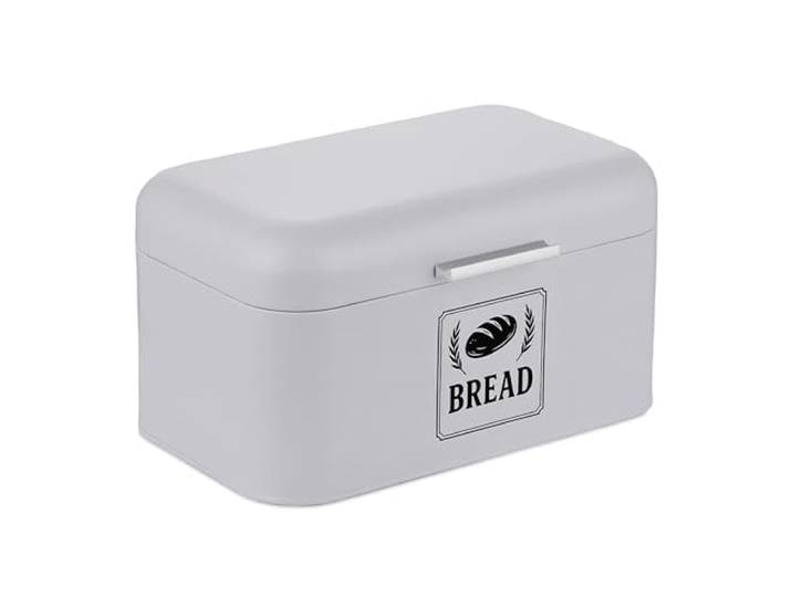 Relaxdays Boite à pain\, couvercle\, poignée\, conservation optimale du contenu\, métal\, HxLxP : 16\,5x30x19 cm\, grise