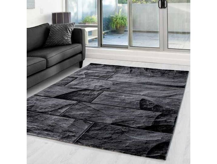TapisTrend Tapis design Noir 80 x 300 cm moderne et designe motive pierre PARMA 9250
