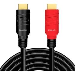 LogiLink CHV0100 HDMI-Kabel A/M to A/M, 4K/60 Hz, AMP, black, 10 m (10 m), Videokabel, Rot, Schwarz