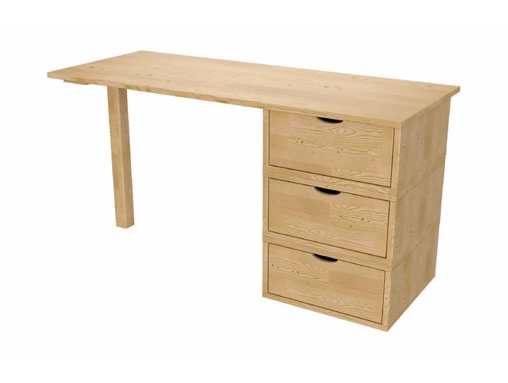 Bureau bois 3 tiroirs Cube Miel