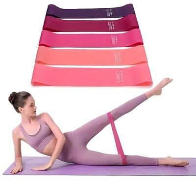 Smart Shopping Spot 5 Piece Resistance Bands Set For Strength Training, Home Workouts & Travel Fitness 5 Piece Resistance Bands Set For Strength Training, Home Workouts & Travel Fitness