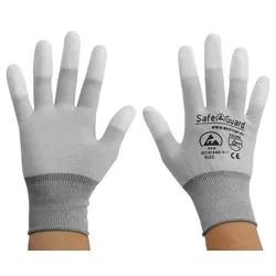 SAFEGUARD ESD-Handschuh, grau/dunkelgrau, beschichtete Fingerkuppen, Nylon/Carbon, XXL