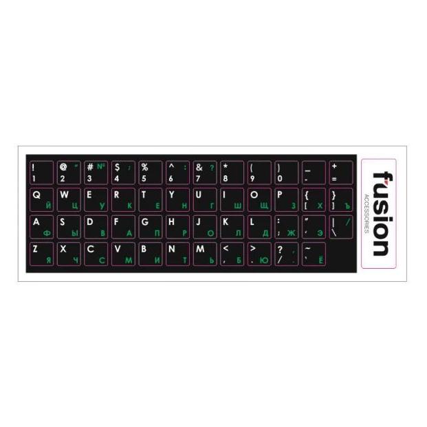 Fusion "Laminated Stickers RU / ENG" Black/Green (FUS-UZ-RE-GR)