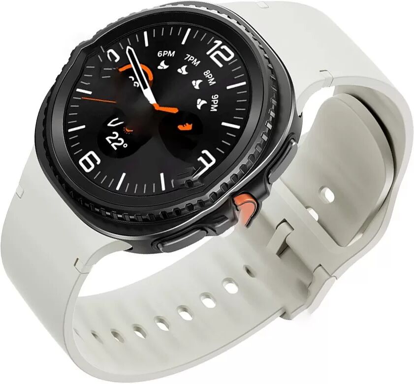 INF Kompatibel mit Samsung Galaxy Watch 8: Silikonarmband in Originalfarbe mit Ziernähten Beige
