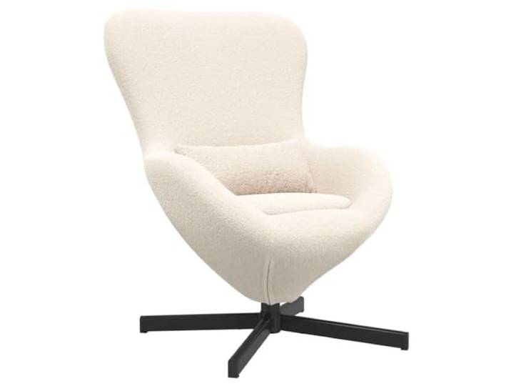 Sessel Ei Creme 63 x 73 x 90 cm Stoff drehbar 360° Drehbar Veloursstoff Stahlbasis Polyester Armlehnen für Wohnzimmer Schlafzimmer
