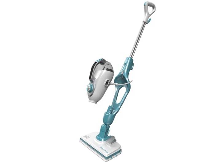 BLACK+DECKER Balai Vapeur Filaire 1300W 12 Accessoires\, Blanc/Bleu Ciel\, FSMH1321JSM-QS