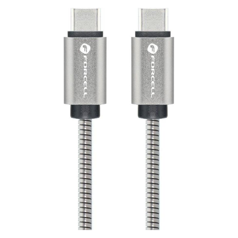 Forcell Cable F-ENERGY Metal C239 cable Type C to Type C PD QC4.0 5A 100W E-mark 1 m silver (1 m, 100 W) (5903396274466)