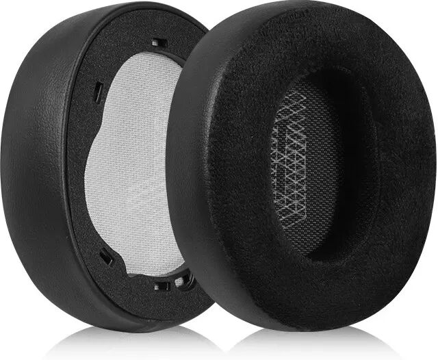 INF Ersatz-Ohrpolster für JBL LIVE 650BTNC, Schwarzes Leder & Samt, mit Clips