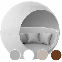Vondom »ULM« Outdoor Mond Daybed Stoffdach White mit Bezug Silvertex White 4004 / Lackiert Hochglanz / Sunvision White