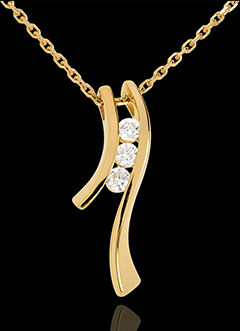 Edenly Halskette Trilogie Kostbarer Kokon - Silhouette- Gelbgold - 3 Diamanten