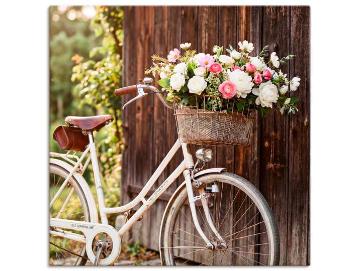 Wandbild GOODPRODUCT Fahrrad Nostalgie I , beige (farbe bild(er): naturfarben), B:50cm H:50cm T:1,7cm, Holz, Leinwand, Bilder, Wandbild, in verschiedenen Grössen