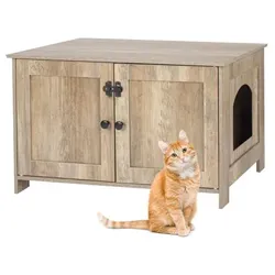 Relaxdays Katzenschrank für Katzenklo Braun
