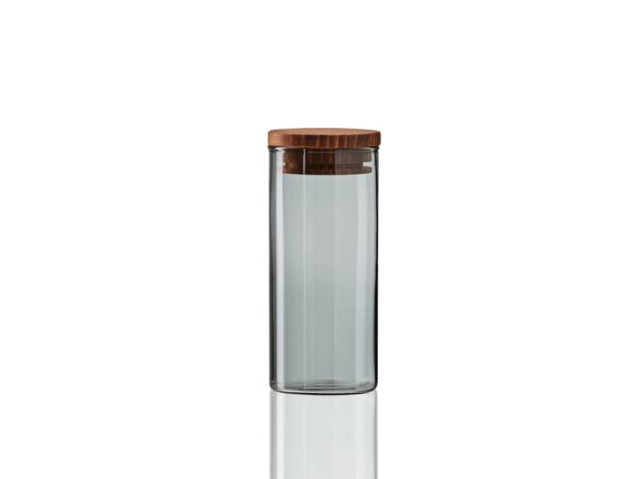 Aida Bocal en verre avec couvercle en bois Raw fumé mini
